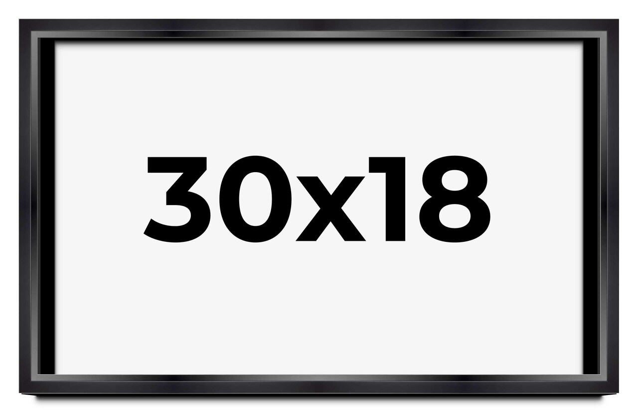 30x18 Modern Shadow Box 1.5" Depth Black Picture Frame - UV Acrylic, Backing, Hanging Hardware